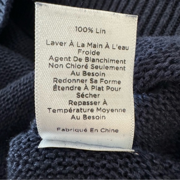 Talbots 100% Linen Short Sleeve Crew Neck Sheer Knit Sweater Navy Size XS - Picture 10 of 10